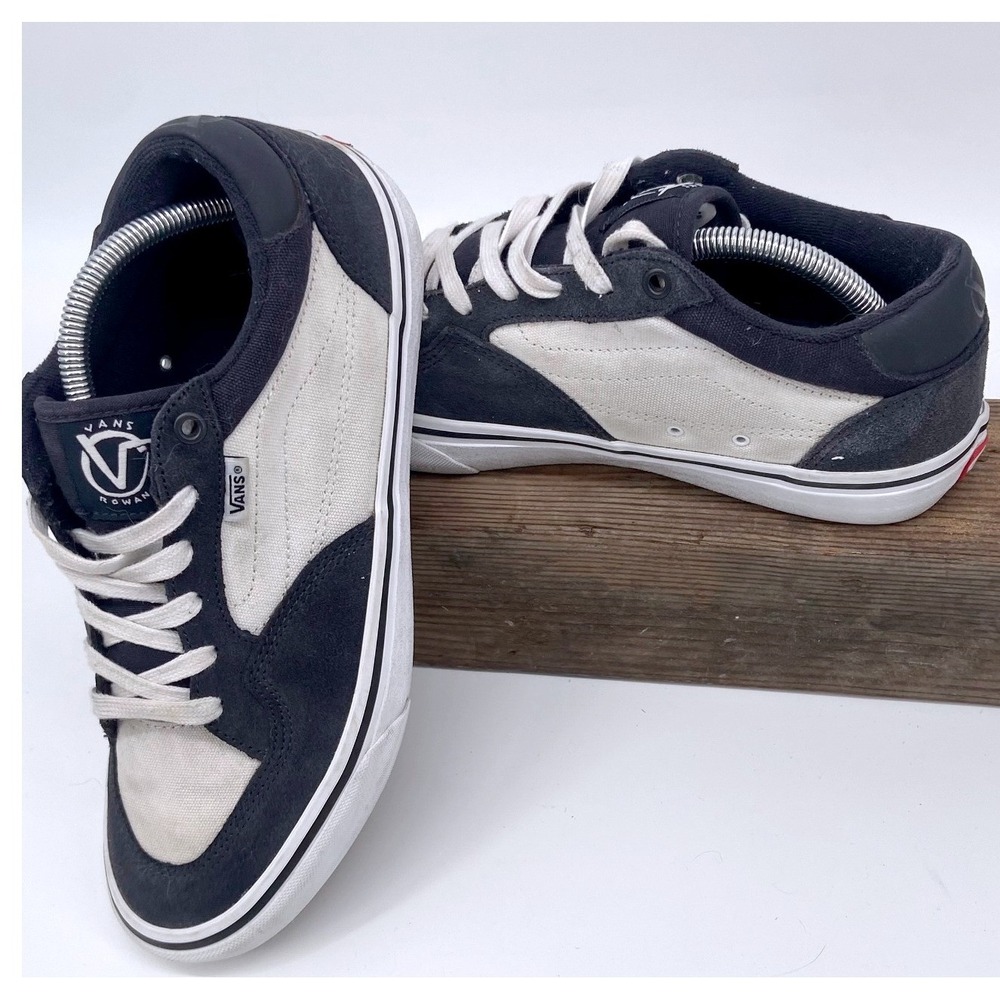 Vans Rowan Pro Mens Skate Shoes Navy Blue Cream Suede Low Top Sneakers Size 10